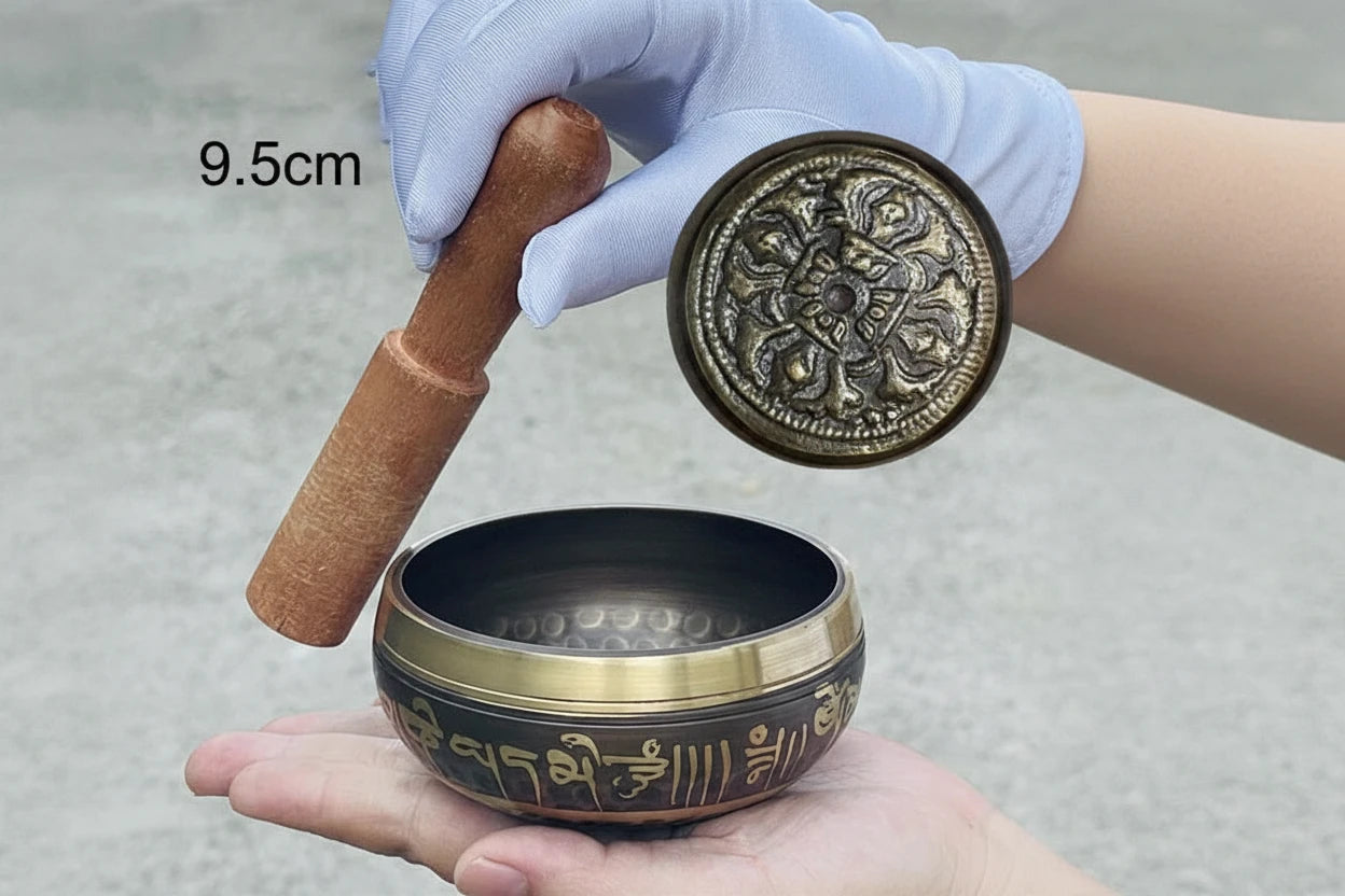 Cuenco Tibetano de Latón con Grabado Sánscrito Zenya® – Hecho a Mano para Meditación, Yoga y Sanación Sonora
