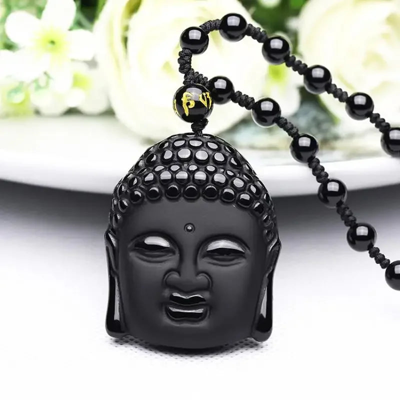 Colgante Budista de Obsidiana Zenya® – Collar con Cabeza de Buda