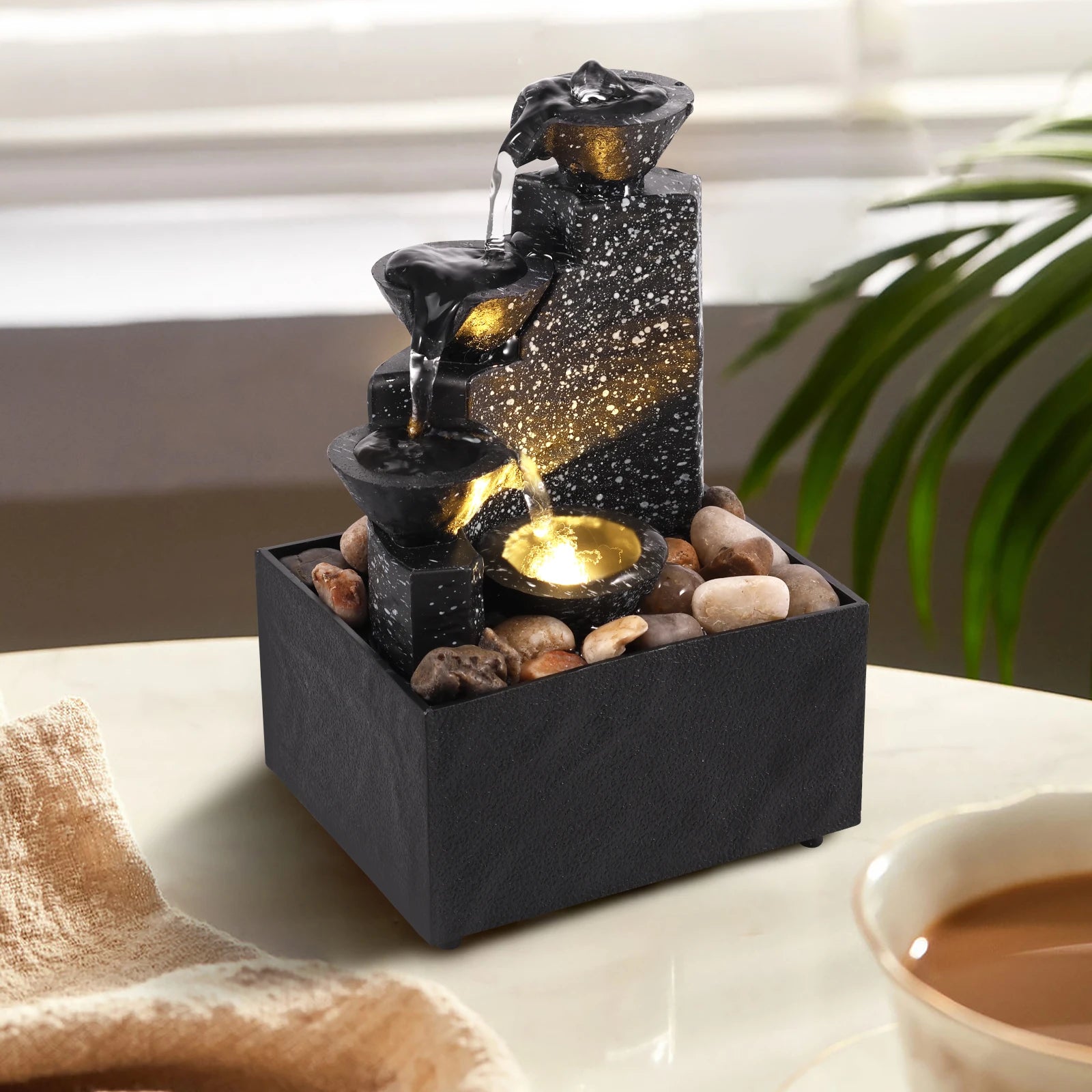 Mini Cascada de Mesa Zenya® – Fuente de Agua Decorativa