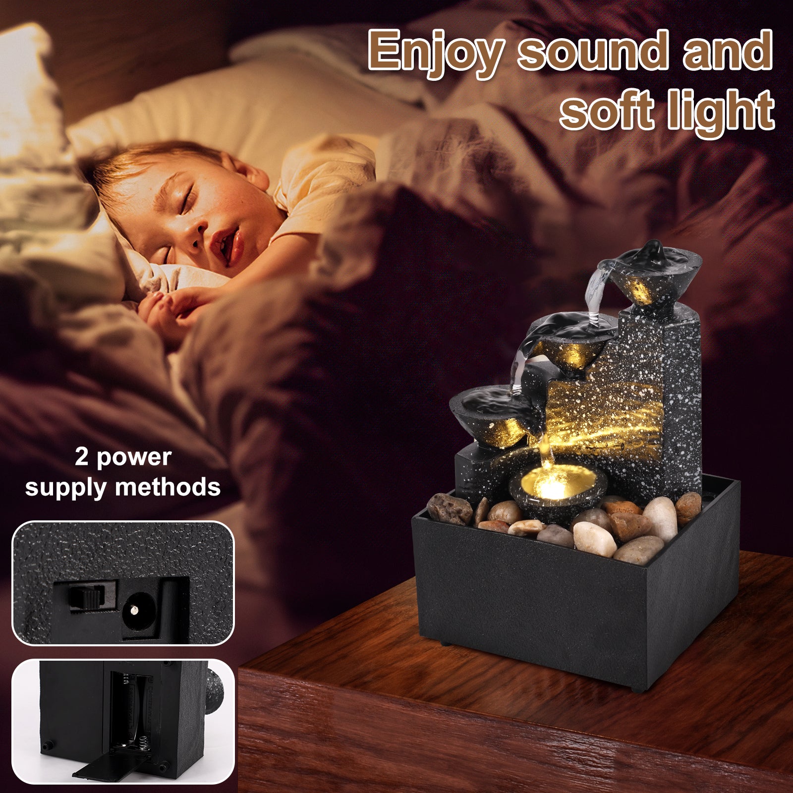 Mini Cascada de Mesa Zenya® – Fuente de Agua Decorativa