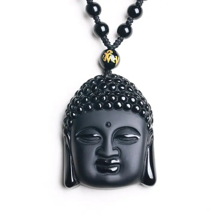 Colgante Budista de Obsidiana Zenya® – Collar con Cabeza de Buda