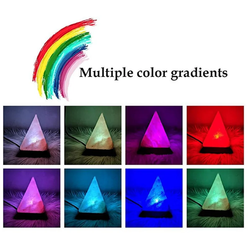 Lámpara de Sal del Himalaya en Pirámide – Luz Multicolor para Relajación y Decoración Zen