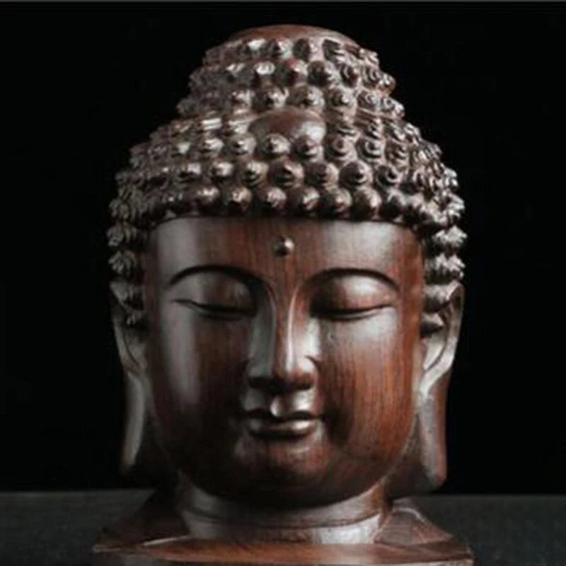 Estatua de Buda creativa, estatuilla de madera Sakyamuni Tathagata, estatua de cabeza de Buda de la India, adorno decorativo artesanal
