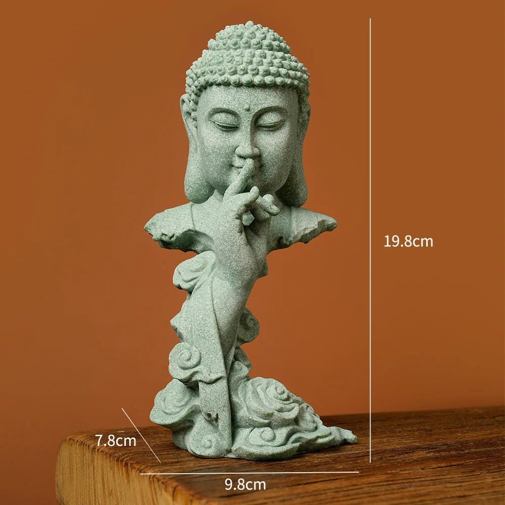 Estatua Budista de Piedra Arenisca Verde Zenya® – Decoración Zen
