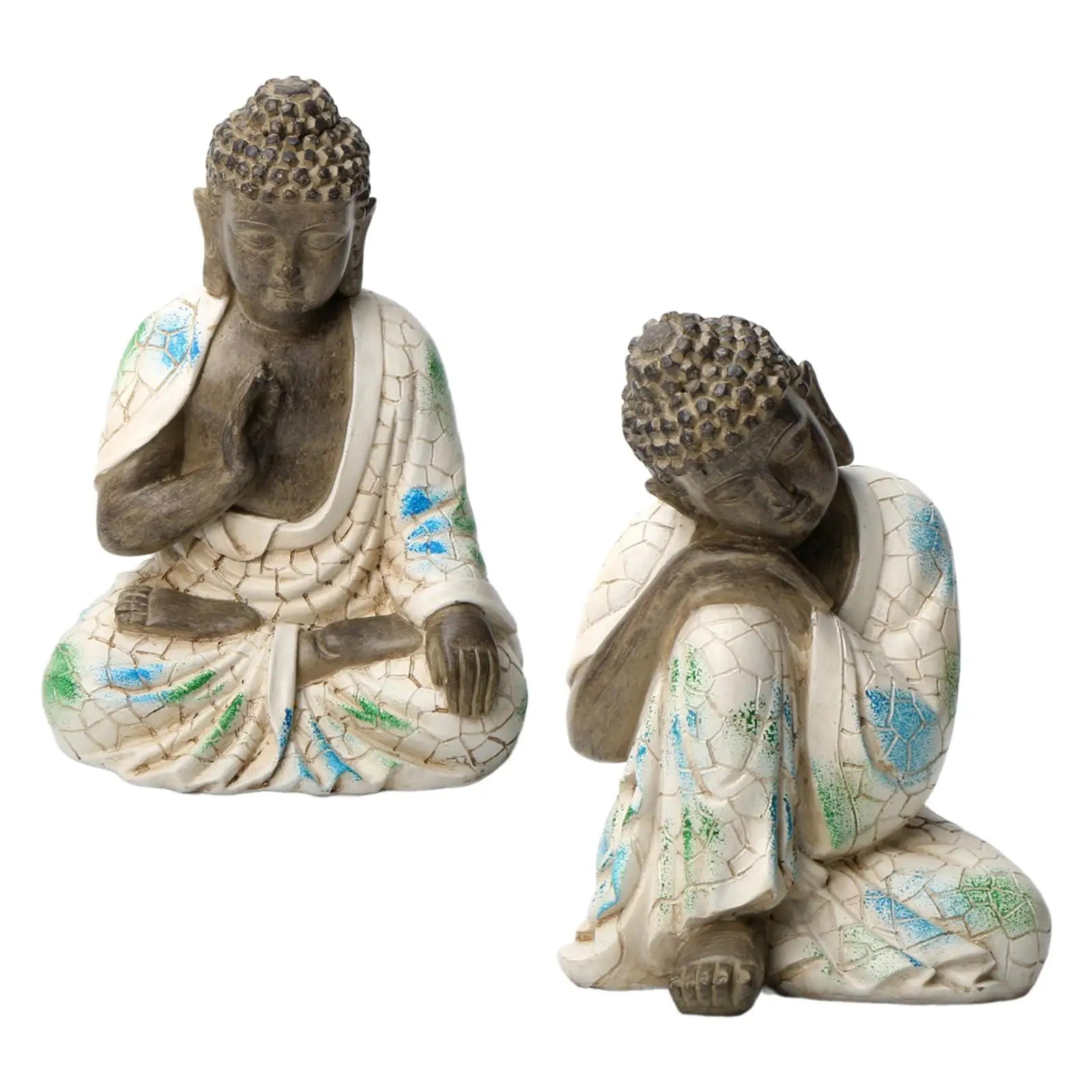 Estatua de Buda de resina para decoración Feng Shui, escultura decorativa, adorno de escritorio para estantería, Patio, porche, Oficina