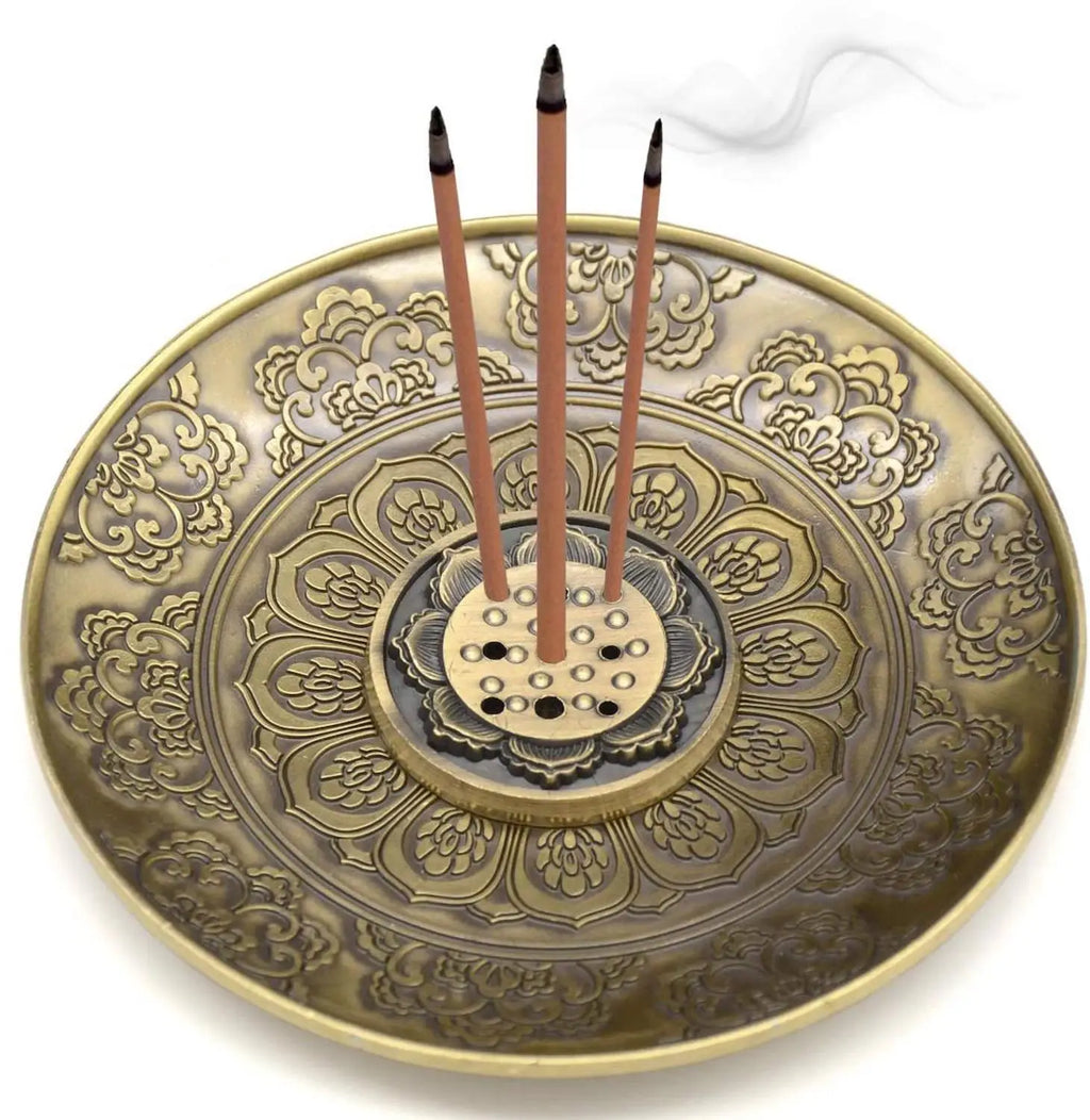 Quemador de Incienso Tibetano con Soporte de Metal - Decoración Feng Shui y Zodíaco Chino para Hogar y Meditación Zenya®