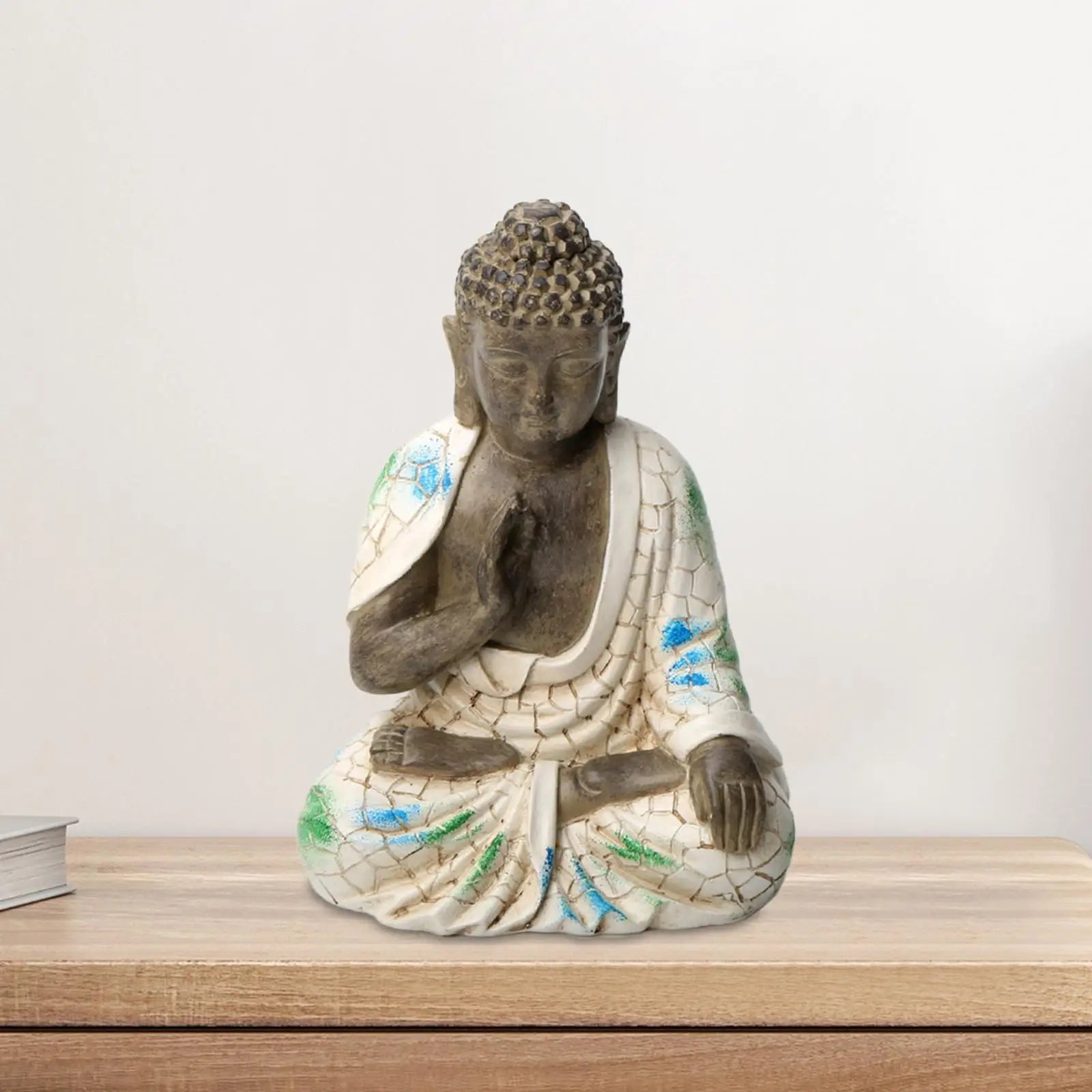 Estatua de Buda de resina para decoración Feng Shui, escultura decorativa, adorno de escritorio para estantería, Patio, porche, Oficina