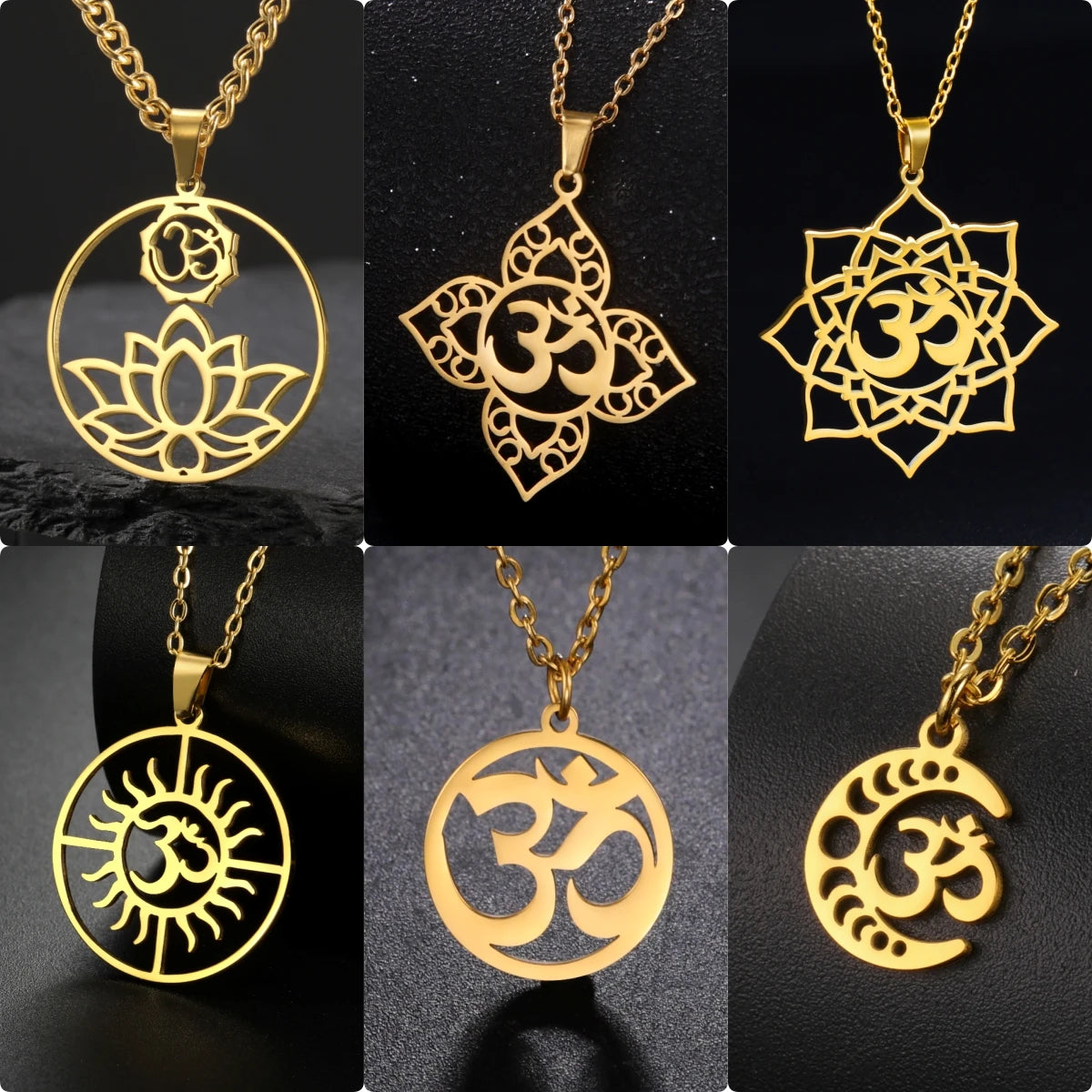 Colgante Espiritual Lotus, OM o Chakras en Acero Inoxidable - Amuleto Budista e Hindú ZENYA®